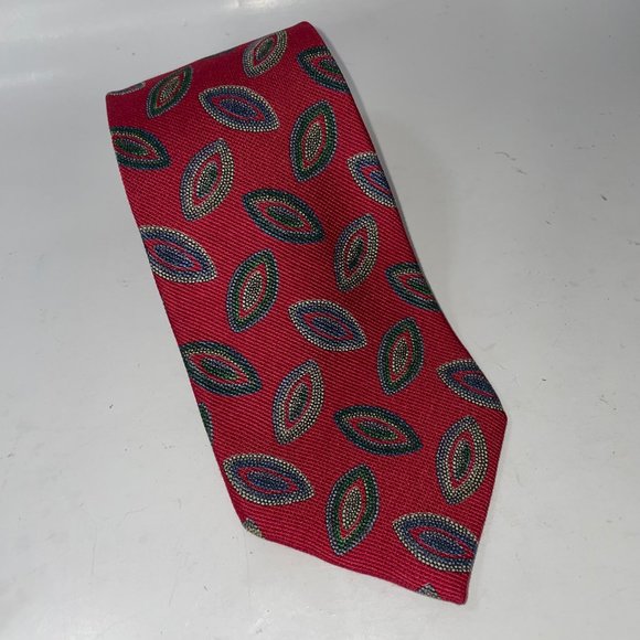 Vintage Burberrys of London 100% Silk Tie Hand Sewn USA Geometric Red Green Blue - Picture 1 of 11